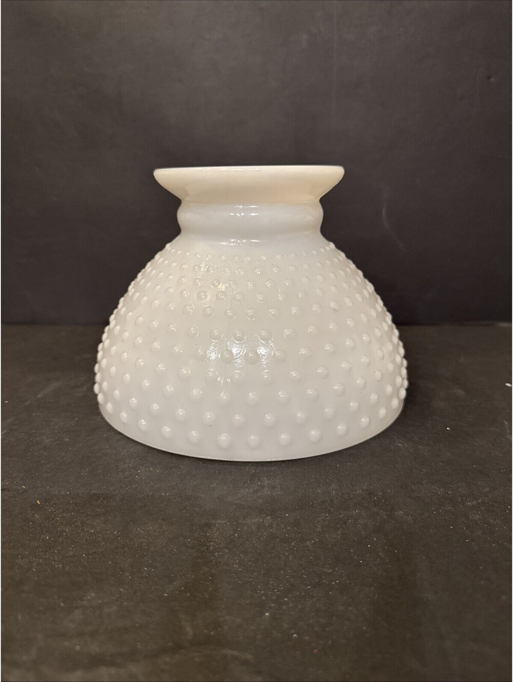 Vintage White Hobnail Milk Glass Hurricane Lamp Shade 8" Fitter - 5.5" Tall